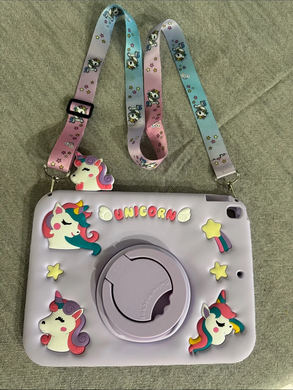 Kids Unicorn Crossbody Tablet Case with Strap - Lavender
